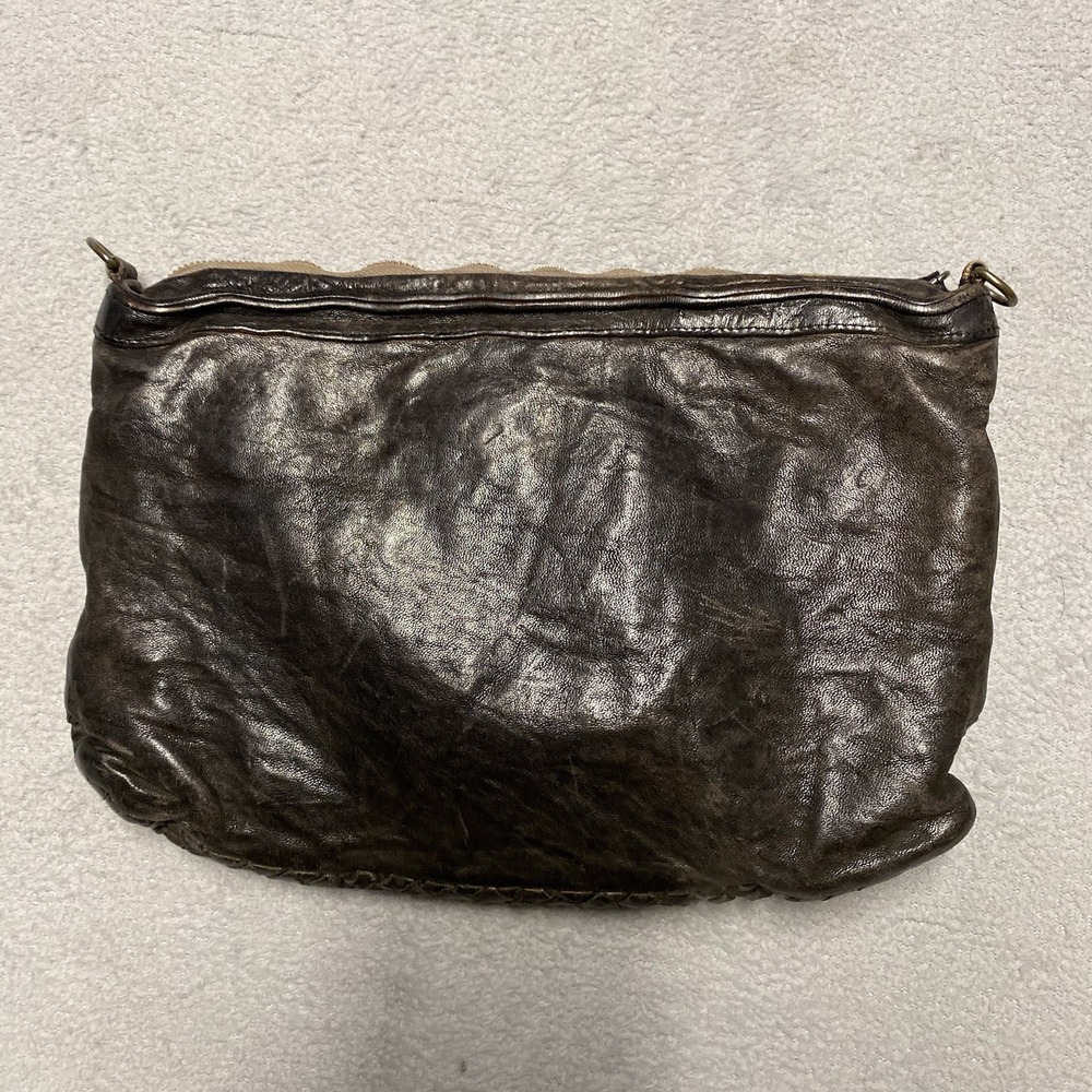 Johnny Was Leather Purse Bag Brown Crossbody Woven Hobo Italy Boho No‎ Strap - Picture 7 of 13